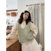 宽松时尚 V领减龄坎肩上衣女小个子叠穿百搭镂空针织马甲学生ins