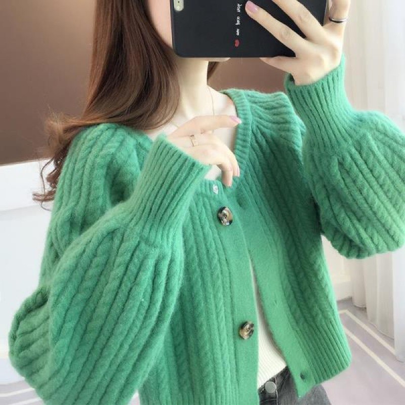 短款上衣服开衫针织衫外套女装早春秋季2023新款潮毛衣复古温柔风