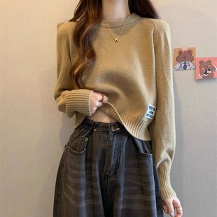 软糯风短款 毛衣女小个子2023年新款 秋冬季 内搭上衣外穿套头针织衫