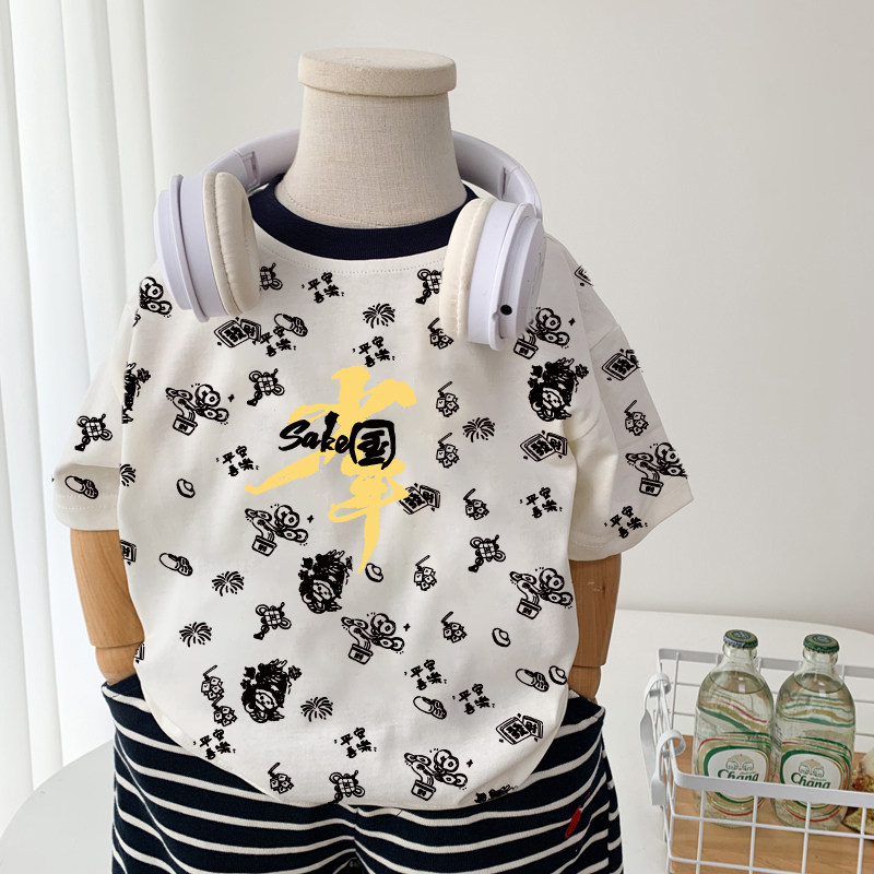 男童夏季多巴胺撞色运动短袖T恤2026新款儿童夏装宽松凉感上衣潮