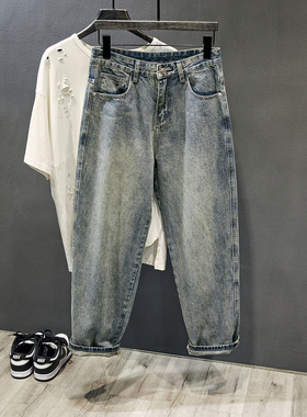 男牛仔裤阔腿春季宽松潮牌vibe风高街裤子男款休闲复古嘻哈直筒裤