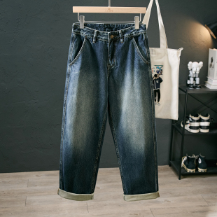 潮流百搭休闲长裤 2026春季 男复古简约美式 宽松阔腿直筒牛仔裤 新款