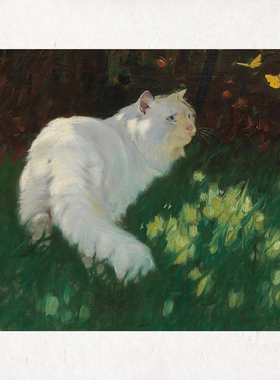 法式中古宠物猫咪画芯客厅餐厅沙发背景墙卧室防水防潮油画布打印