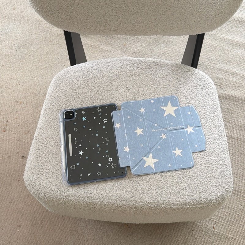 搭扣iPad牛仔蓝色星星适用iPad Pro 2021版(11英寸)平板保护套女款少女心ipad mini6 iPad 2025版 第10代 (10