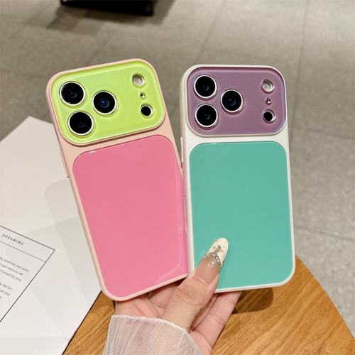 高颜值撞色钢化玻璃秒变适用17pro max手机壳iphone16pro糖果色15