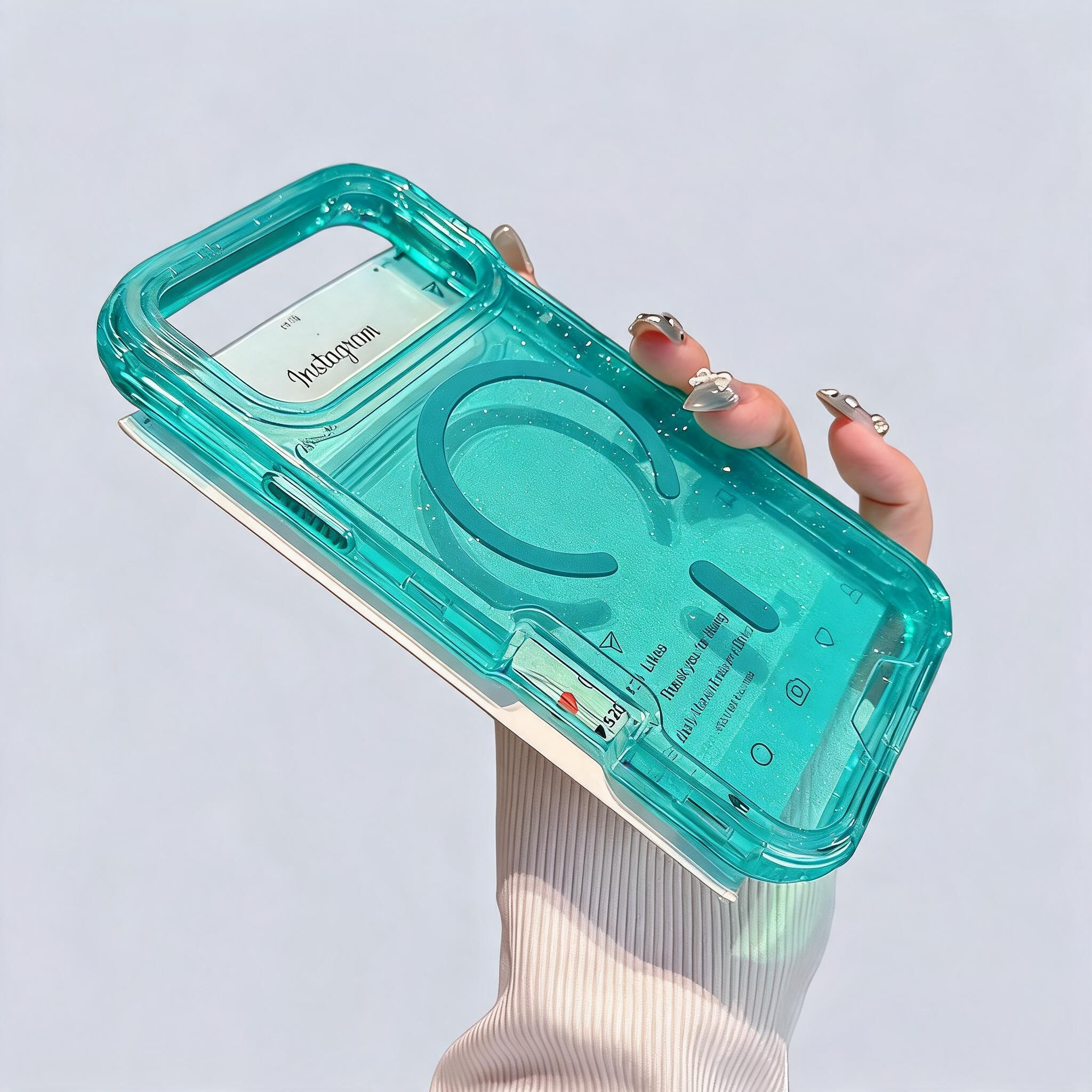 闪粉薄荷绿适用iPhone17promax手机壳magsafe磁吸17Air防摔三合一苹果16plus全包15高级感14