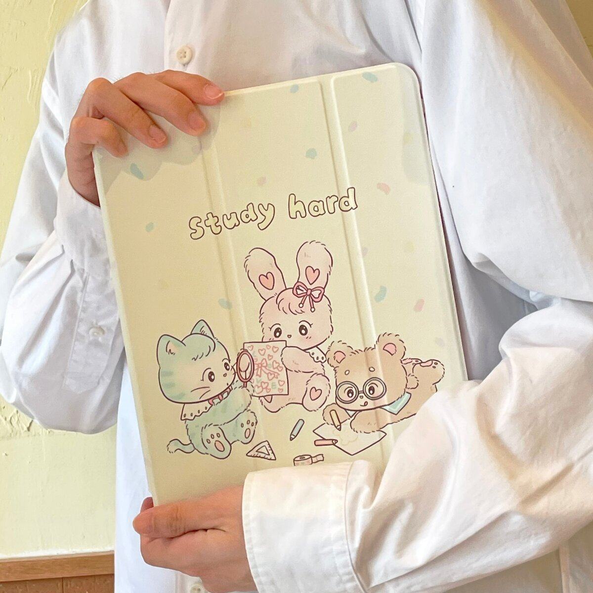 三折-好好学习适用iPad Air5(10.9英寸)保护套ipad mini6平板保护套小众创意iPad Pro 2021版(11英寸)新款全