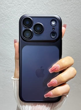 自带镜头膜适用苹果17promax手机壳蓝色PC硬壳iPhone17pro透明17全包防摔简约高级感时尚男女新款小众保护套