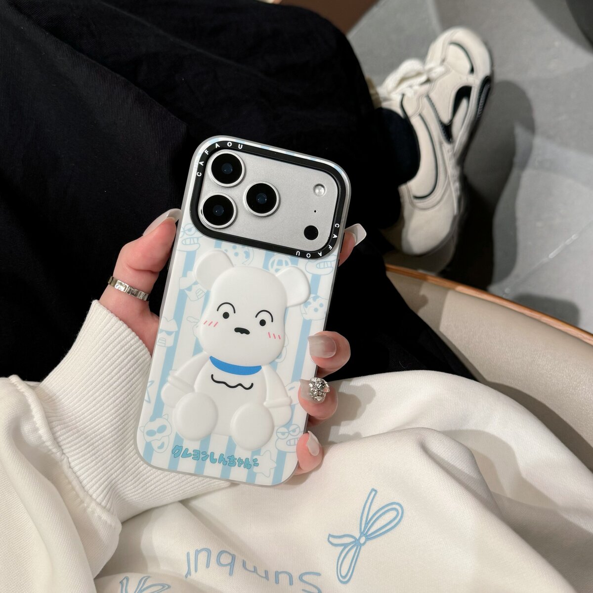 CAFAOU卡通立体3D时尚熊可爱小白适用iPhone17promax手机壳苹果17pro保护套16PRO个性潮牌17防摔新款情侣创意