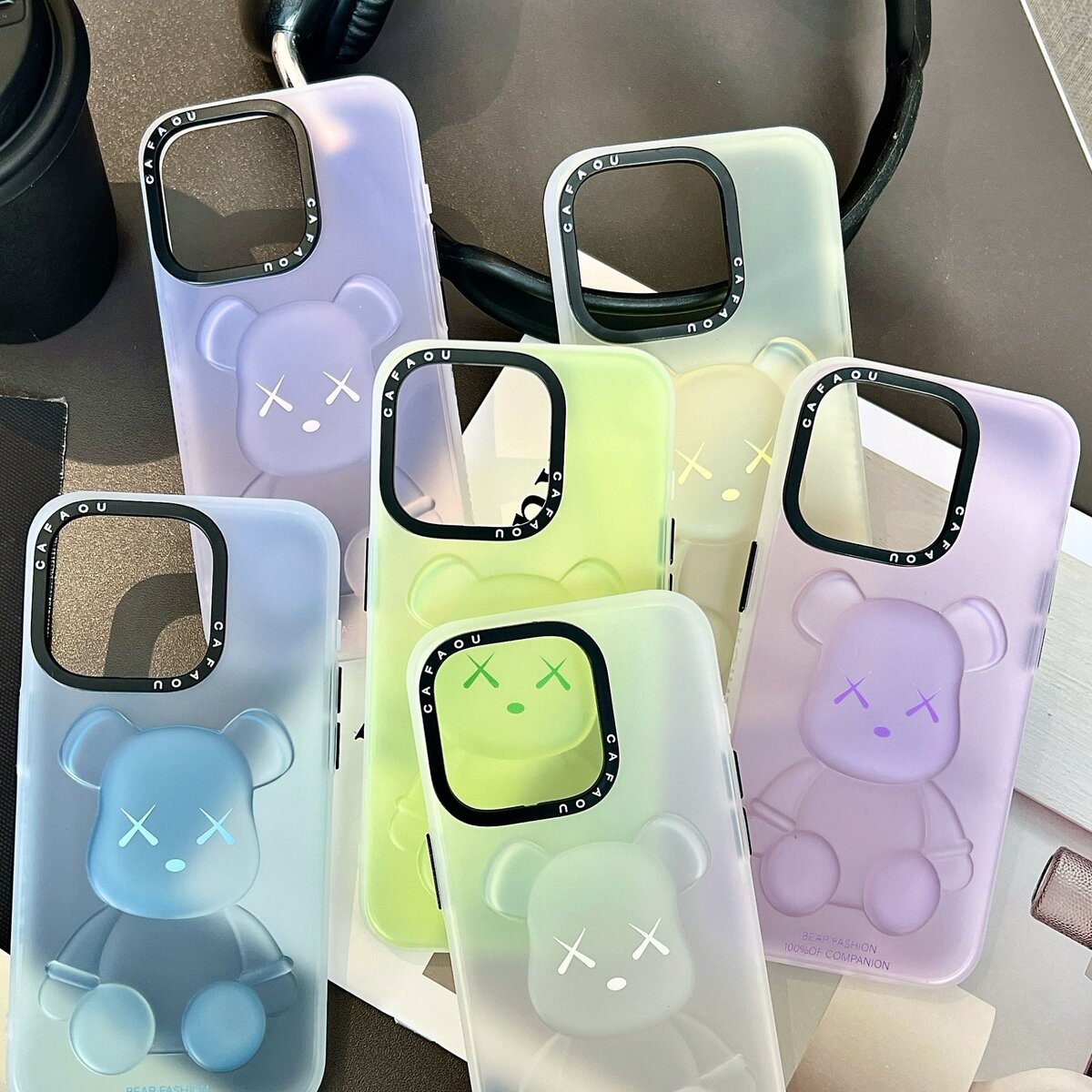 CAFAOU卡通立体3D糖果色时尚熊适用iPhone17promax手机壳苹果16pro保护套13保护壳14防摔新款情侣创意软壳