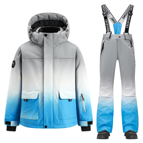 新款渐变色儿童滑雪服套装