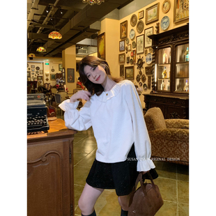 韩系气质温柔荷叶边软糯针织衫 打底衫 女TW918 新款 SUSAN十三行冬季