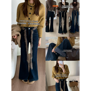 JIAJIATMMT木里-冬上新加绒窄版喇叭裤牛仔裤(配腰绳)5157