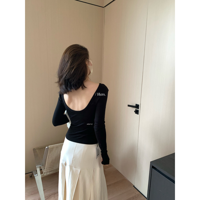 Hers-十三行秋上新气质简约修身显瘦日常调性露背打底上衣女92102