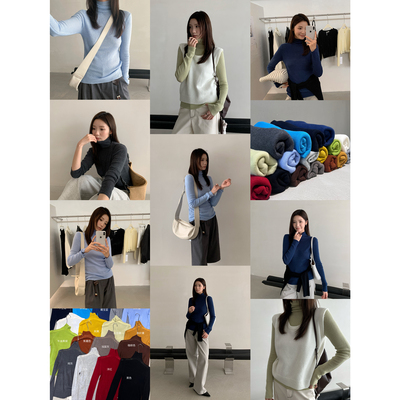 秋冬显瘦羊毛打底上衣针织衫