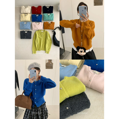 SUSAN-十三行秋季新款egg百搭软糯小金扣纯色外搭保暖毛衣女26891