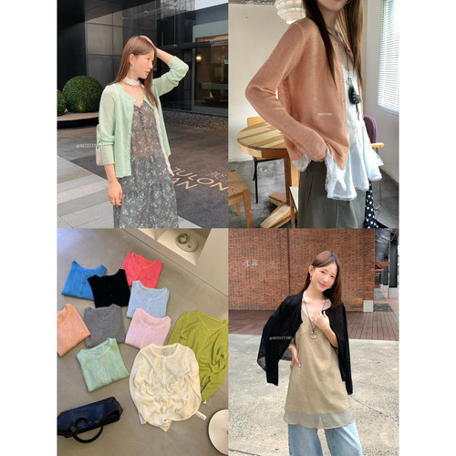 MZI STUDIO韩版夏季甜美温柔气质百搭简约单排扣针织开衫女119537