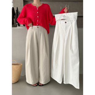 莱赛尔高腰显瘦阔腿百搭休闲裤 新款 女w80010 唯一家十三行夏季