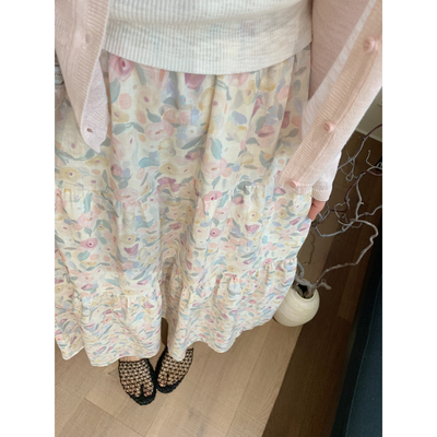 芭妮Bonnet-十三行夏季韩系显瘦竹节棉粉色印花半身裙女C31-9866