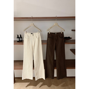 女W7307 垂坠感微喇显瘦显腿长百搭弹力直筒牛仔裤 WGWE 十三行秋季