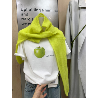 Hers-2026春韩系tee简约休闲调性苹果图案短袖T恤休闲上衣女80135