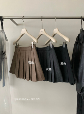 YJIA伊嘉十三行秋上新人字纹显瘦百褶裙经典百搭半身裙女57295