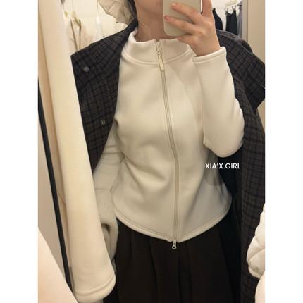 XIA夏夏冬季修身显瘦加厚保暖立领护肩科技锁温开衫短外套女HS808