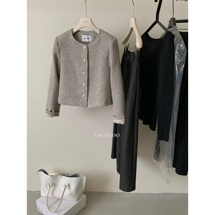 Y.JIA伊嘉秋冬韩系高级感精致圆领千金小香风外套短外套女8336-5