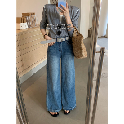 JIAJIATMMT木里2026春季九分复古阔腿宽松奶奶牛仔裤女配腰带5290