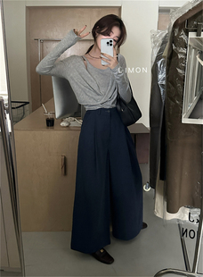 休闲裤 气质百搭高腰宽松显瘦阔腿裤 LEMON柠檬绿茶遮肉神裤 THE
