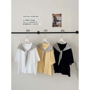 T恤上衣女配披肩4924 两件套系带设计感短袖 LADY MARIA十三行夏季