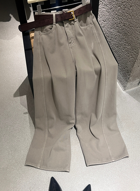 BEFORE SUNSET日落十三行冬季显瘦密绒阔腿裤休闲裤女配腰带C1153