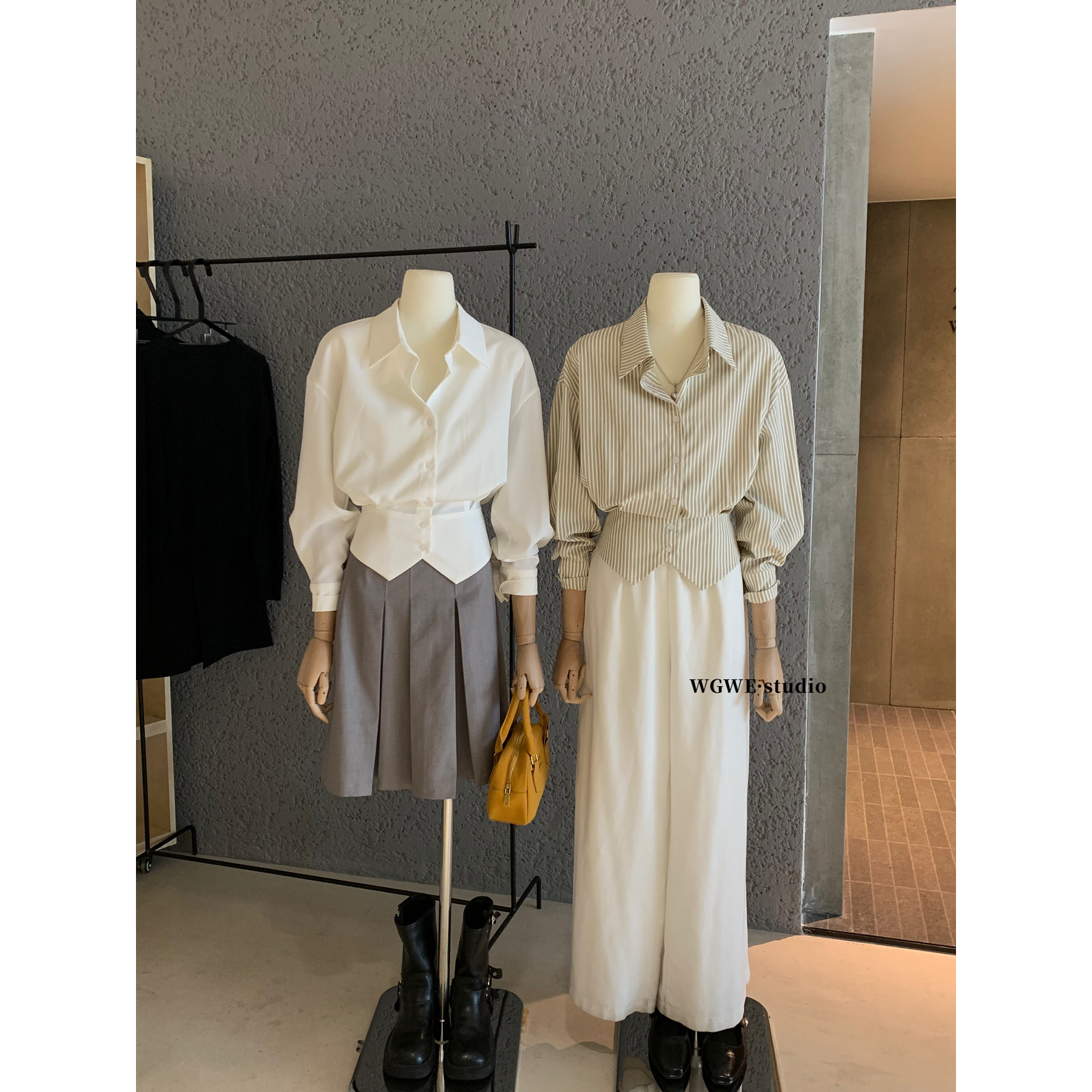 WGWE-十三行秋季新款通勤穿搭衬衣不规则开叉设计长袖衬衫女W7366