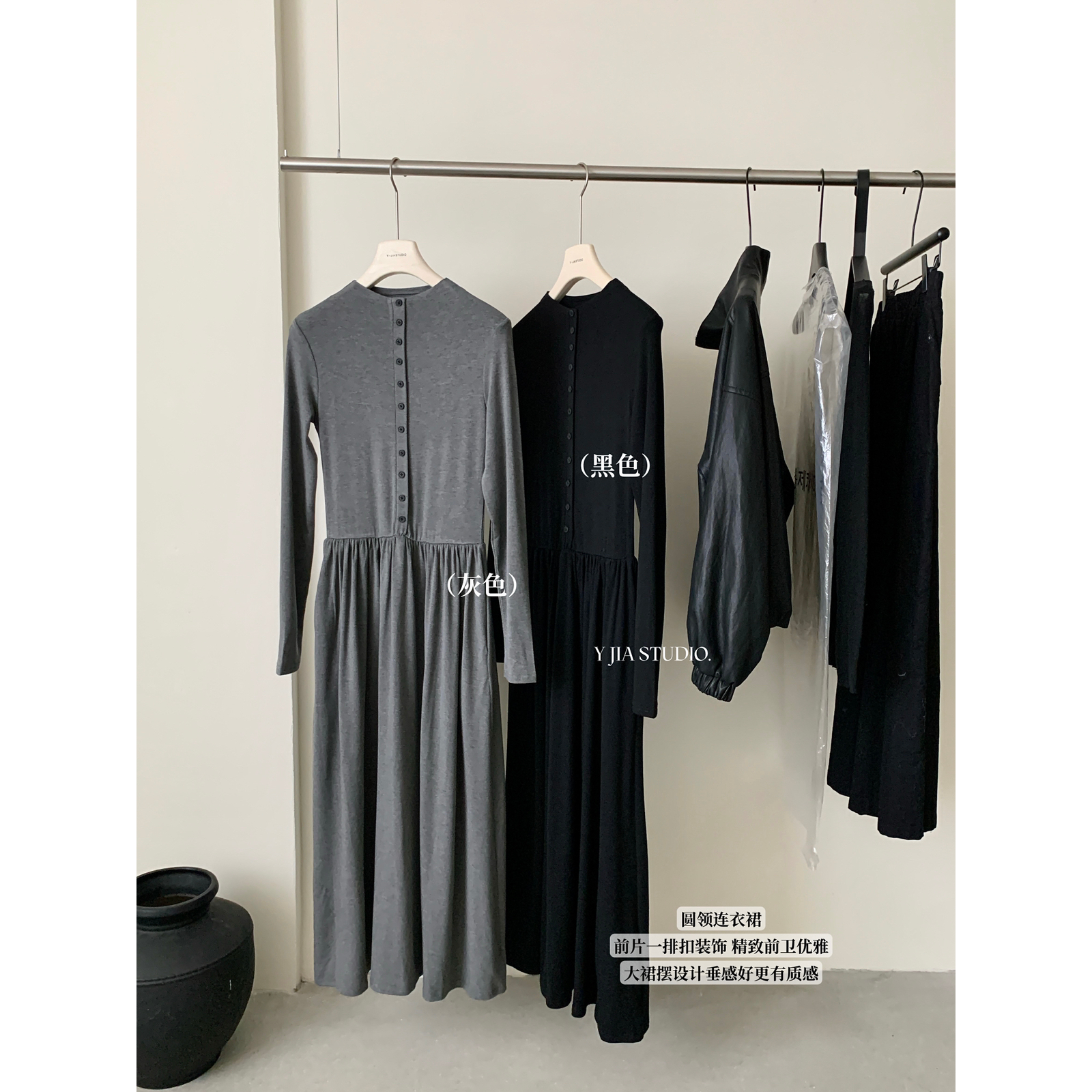 长袖针织收腰显瘦气质连衣裙女