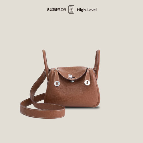 纯手工蜡线2025新款进口tc牛皮琳迪包mini单肩斜挎医生包金棕色