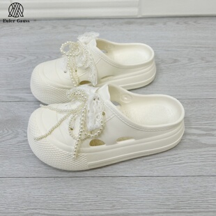 Eule环保料超轻厚底洞洞拖一脚蹬女士包头半拖外穿防滑沙滩凉拖鞋