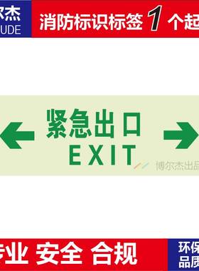 XF524高亮型自发光消防疏散夜光地贴-紧急出口EXIT左右箭头