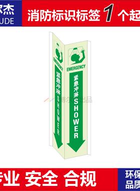 XF005  安全警示标识牌双面亚克力提示牌标示标语牌  紧急冲淋