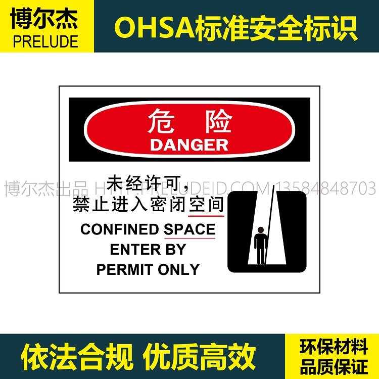进入密闭空间提示标识牌