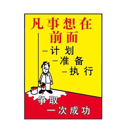 G0122安全宣传工厂车间安全宣传看板-凡是想在前面计划-准备-执行