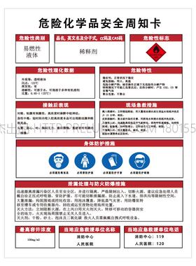 G0913厂家现货直销危险化学品安全周知卡告知牌-稀释剂-SETON赛盾
