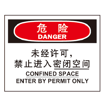a7125密闭空间安全标识牌 危险-未经许可 禁止进入密闭空间警示牌