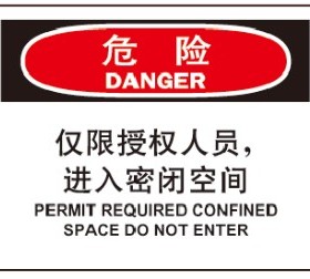 A7048安全指示标识牌警示标志牌危险-仅限授权人员进入密闭空间