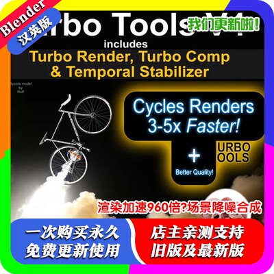 Blender插件 Turbo Tools x 4.1.8 渲染加速960倍提升场景降噪度