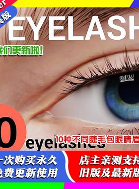 Blender资产包 Eyelash Pack 10种不同的睫毛包不含眼睛和眉毛eye