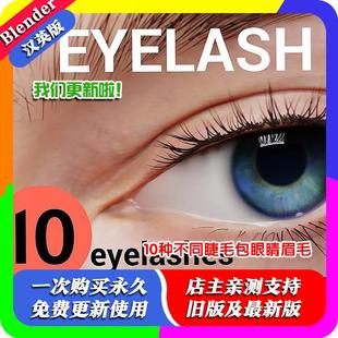 Blender资产包 Eyelash Pack 10种不同的睫毛包不含眼睛和眉毛eye