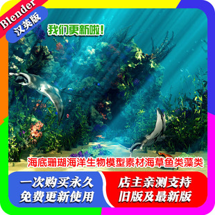 blender插件中文 The Coral 珊瑚海洋生物动画资产库海草鱼类藻类