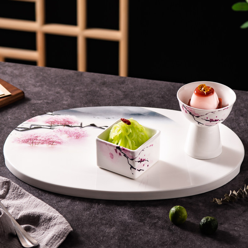 会所餐厅意境凉菜拼盘组合创意点心小吃茶点高脚盅冷菜托盘子套装