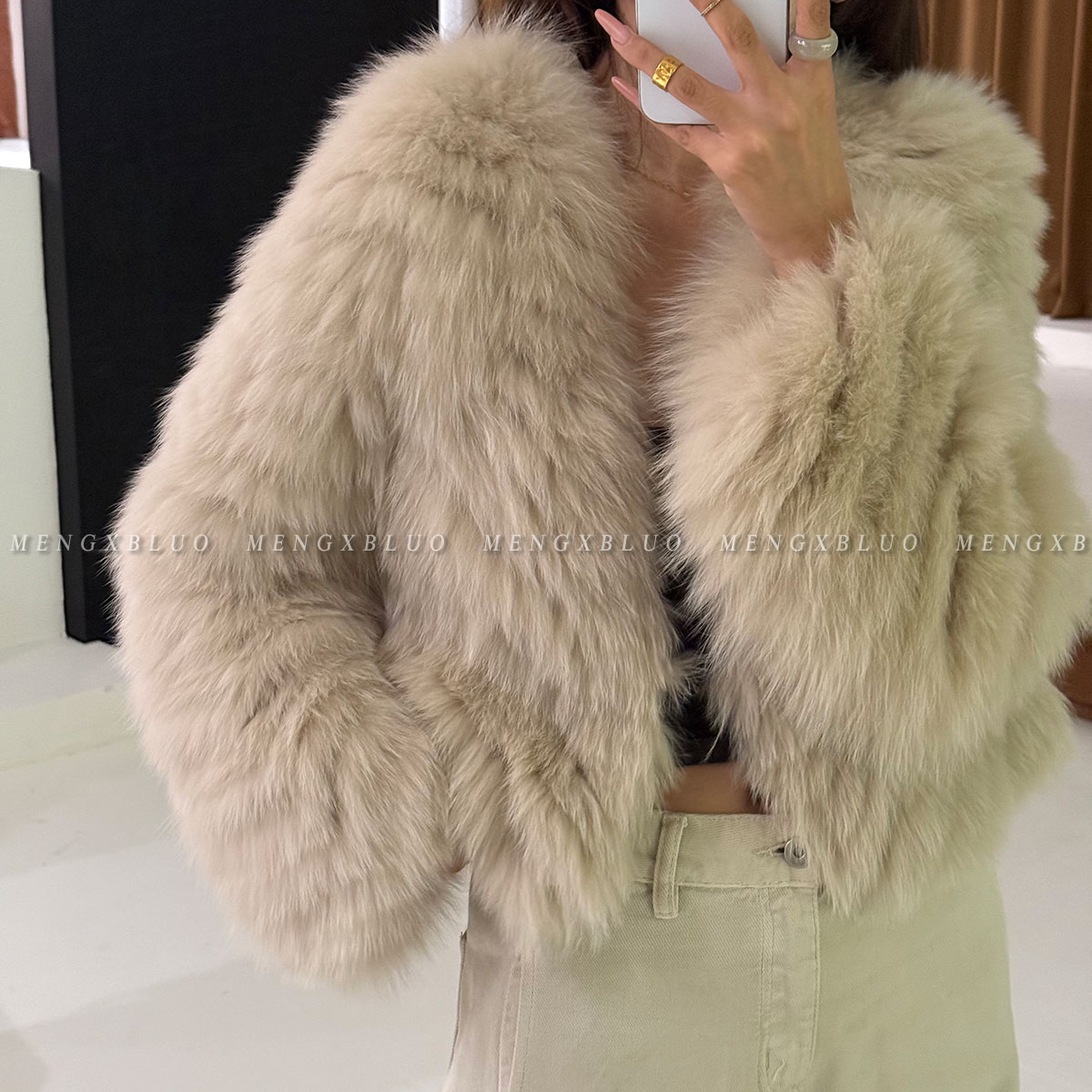 梦熙部落M8080狐狸毛显瘦年轻款车条韩版时尚洋气皮草外套