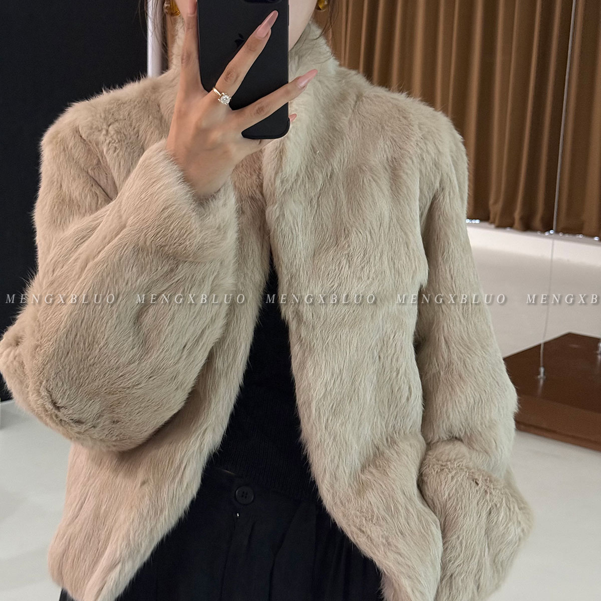 梦熙部落新款M7005秋冬新款气质百搭立领显瘦女装时尚厚款皮草